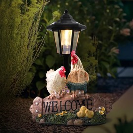 US Stock Solar - Powered Rooster Decorative Light Resin Craft - for Homeowners to Decorate Yards/Gardens,Charming Farmhouse VibeColor: As picture, Size: One Size