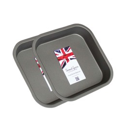 Samuel Groves 8" (20cm) Non Stick Twin Pack Square Sandwich Birthday Brownie Cake Tin Pan Made in England