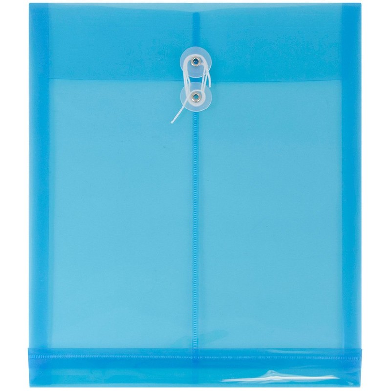 JAM PAPER Plastic Envelopes with Button & String Tie Closure