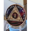 1 Year AA Medallion Purple Red Swirl Tri-Plate Sobriety Chip
