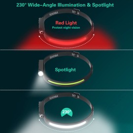 SEVENKA Rechargeable Headlamps with Red Light & Carry Case, Bright LED Headlamp Flashlight, Wide Floodlight & Spot Light, 1000 Lumen, Motion Sensor,2.4oz Lightweight for Hiking, Camping