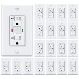 ELECTECK 20 Pack GFCI Outlets 20 Amp, Tamper Resistant (TR), Self-Test GFI Receptacles with LED Indicator, Ground Fault Circuit Interrupter, Decor Wallplate Included, UL Listed, White