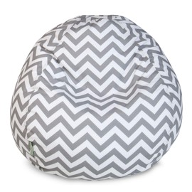 Majestic Home Goods Classic Bean Bag Chair - Chevron Giant Classic Bean Bags for Small Adults and Kids (28 x 28 x 22 Inches) (Gray)