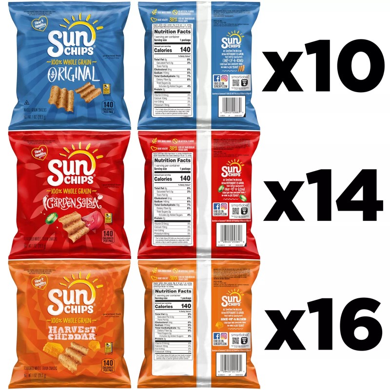Sunchips Variety Pack 40 Ounce 10 Original 16 Harvest Cheddar