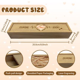 CHGCRAFT Pregnancy Test Keepsake Box Hollow Love Pregnancy Test Gift Box with Raffia Ribbon Push Pull Wooden Pregnancy Announcement Gifts Box Announcement Gifts for Dad, 8x2x1.2inch