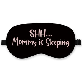 Qlmx Shh Mommy is Sleeping Eye Silk Sleep Masks for Women, Funny Sleep Mask for Pregnant Wife Gifts, Pink Mother's Day Baby Shower Gifts for Mom Eye Mask