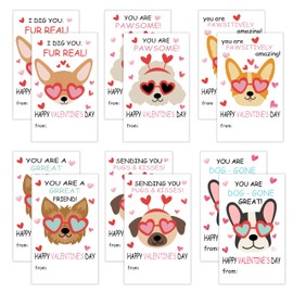 Gsauto Valentine's Day Gift Tags Stickers, 60pcs Valentine Labels for Gifts, Puppy Dog Name Tags Labels Self Adhesive for Holiday Presents Decorations - A01