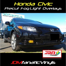 JDMFV 12-15 Civic SI COUPE Fog Light Mugen JDM Yellow Tint Overlays Vinyl Film Decal