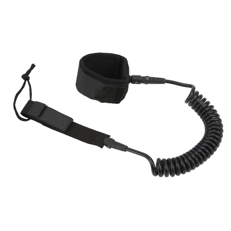 Surfboard Leash High Elasticity TPU Black Adjustable Coiled Surfing Leg