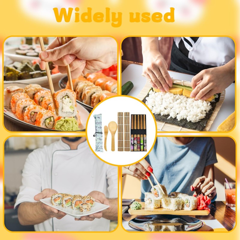 10Pcs Sushi Making Kit, Bamboo Sushi Rolling Mat, Includes 2
