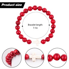 Christian Gifts Cross Bracelet for Girls Easter Basket Stuffers First Holy Communion Birthday Confirmation Christian Gifts for Teen Adults Teenage (red)