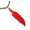 HAWKS HERO RED FEATHER NECKLACE Bird Wing Pendant STAINLESS STEEL