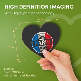 Destination Vinyl ltd Great Coasters (Set of 4) Heart - Paris France Travel French Flag Drink Glossy Coasters/Tabletop Protection for Any Table Type #6021