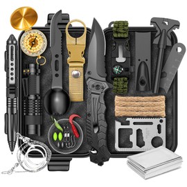 Gifts for Men Him Dad, Survival Kit and Equipment 25 Pcs, Valentines Gifts for him, Christmas Stocking Stuffers,Camping Essentials, Survival Gear, Cool Gadgets for Men
