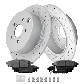 FRaxle Rear Brake kit, Drilled & Slotted Brake Rotors and Brake Pads, for 2016-2019 Subaru Crosstrek, for 2014-2018 Subaru Forester, for 2012-2019 Subaru Impreza, for 2013-2015 Subaru XV Crosstrek