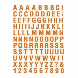 XIAXIN TSS-105 Waterproof PVC Alphabet Sticker Set Weatherproof Waterproof Numbers Characters Mini Nameplate Suitcase Nameplate Locker Indoor Outdoor Use (1 Piece, Orange)