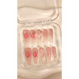 LL Nails - Trendy Handmade Press On Nails (Peach Bliss Pink, Small)