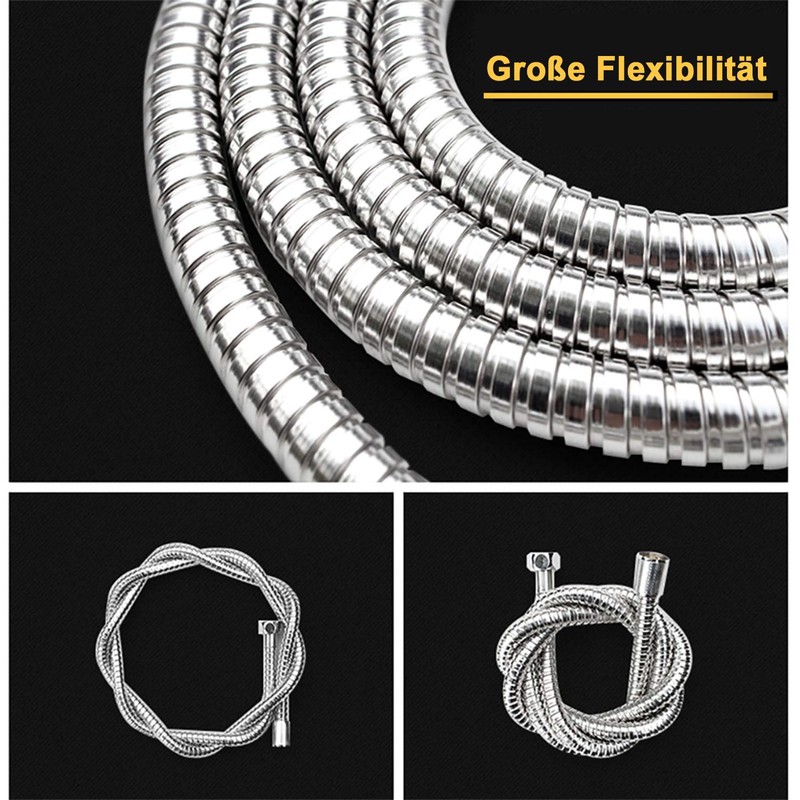 D&D Premium Stainless Steel Flexible Shower Hose with Seals for