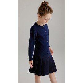 SMILING PINKER - Suéter de uniforme escolar para niña, con cuello redondo, Azul marino, 12-13 Años