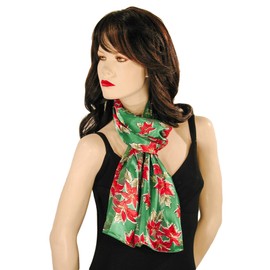 Evening Elegance Green Poinsettia Christmas Scarf - W498GR