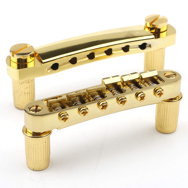 Unxuey Gold Guitar Saddle Bridge Tune-O-Matic Roller Tailpiece and 3L3R