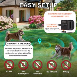 liglowing Electric Fence for Dogs,Electric Fence for Dog Boundary Collar for Dogs 33-999 Yards Rechargeable GPS Collar Electric Perimeter Smart Wireless Pet Containment with 2 Replacement Straps