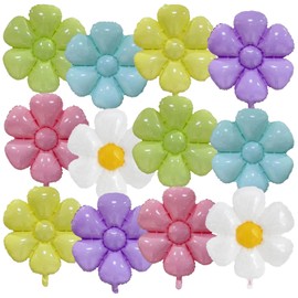 Chictry 12 Pcs Daisy Balloons Colorful Flower Theme Party Supplies Kids Girls Birthday Wedding Baby Shower Party Decoration