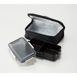 Skater KCPFLB8AG-A Antibacterial Fluffy Lunch Box with Dome-Shaped Lid, 28.2 fl oz (830 ml), Includes Cooler Bag, Black, Made in Japan