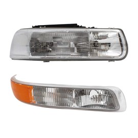 Brock Replacement Driver and Passenger 4 Pc Set Headlights with Side Signal Lights Compatible with 16526133 16526134 15199558 15199559