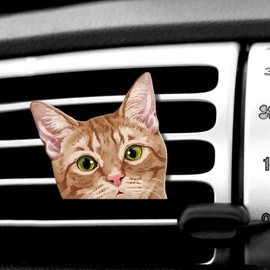 WIRESTER Fresh Scented Car Air Freshener Vent Clip, Decorative Accessories, Interior Decoration for Cars - Orange Tabby Kitten Cat