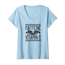 Womens Caffeine The Other Vitamin C - Funny Coffee Lover V-Neck T-Shirt