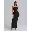 EYNMIN Spaghetti Strap Long Formal Dress Cut Out Ruched Bodycon
