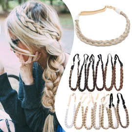 Braid Headband For Women Braided Hairband Braids Hair Band Synthetic Plaited Headband Costume Hair Braid Hairpiece For Girl Braids Women Headband 3 Strands 27g #16/613 Sandy Blonde&Bleach Blonde