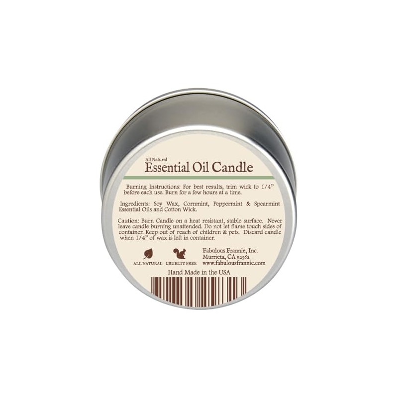 Fabulous Frannie Minty All-Natural Soy Candles Cotton Wick High Pure