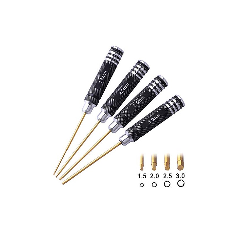 HobbyPark 1.5mm 2.0mm 2.5mm 3.0mm Hex Screw Driver Set Titanium