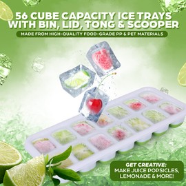 Aisle 3 Essentials Ice Bucket and 4 Trays Combo Set | Large Bin & Lid Cover, 4 Stackable Ice Cube Trays | Tongs & Ice Scooper Included (4-Tier)