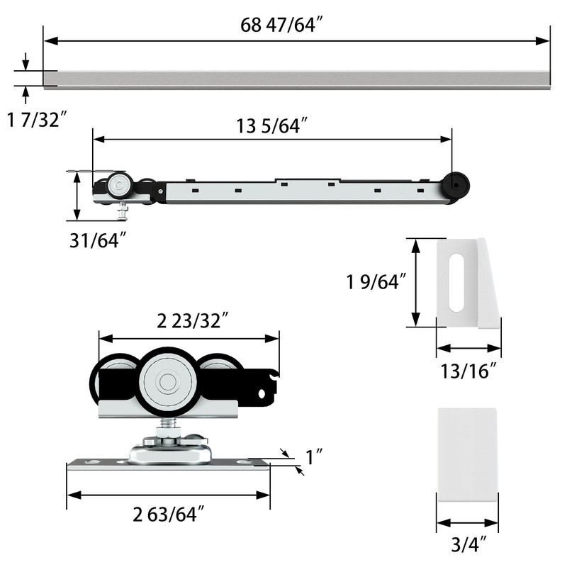 JUBEST 6FT Commercial Grade Pocket Door Hardware and Track Set