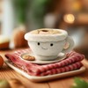 RECUR Plush Cappuccino Coffee Cup Stuffed Animals,Soft Food Plush,Cute Plushie