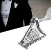 Harp Brooch Stylish Innovative Silver Glossy Finish Musical Instrument Brooch