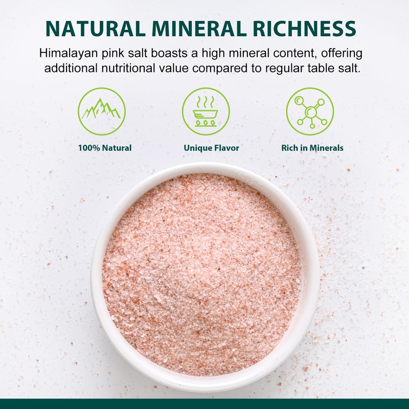 Soeos Himalayan Pink Salt, Fine Grain, 2 Lbs (32 oz),