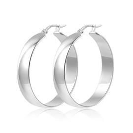 ALEXCRAFT Thick Earrings Silver 925 Gold Large Hoop Earrings 14K Golden Earrings Women's Chunky Large Gold Hoop Earrings for Women Girlfriend Girls Mum, Brass