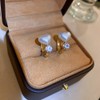 MIKAMU Pearl Ring Earrings, Popular, Finest, Zirconia, 18K Gold, RGP,