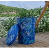 HOZUSO Hand Painted Metal Trash Can with Lid Recycling Canister