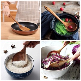 JUJOYBD 8-Piece Wooden Cooking Spoon Set - Kitchen Utensils Set Made of Teak Wood Cooking Utensils Wooden Cooking Spoon Cooking Utensils Including Salad Spoon Spatula Ladle etc. Perfect for Non-Stick