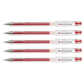 PILOT G-TEC-C4 Gel Ink Rollerball Pens Ultra Fine Tip 0.4 mm Line 0.2 mm Red Pack of 5aa