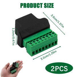 RJ45 Screw Terminal Adapter CCTV DVR Ethernet Connector RJ45 Female Jack to 8 Pin Screw 2 Pieces Compatible with Cat 7 6 5 5e Networks Easy Installation Reliable Connection