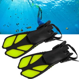 2Pcs Swim Fins Open Heel Diving Flippers Green Soft TPR Long Adjustable for Snorkeling (MD),Diving