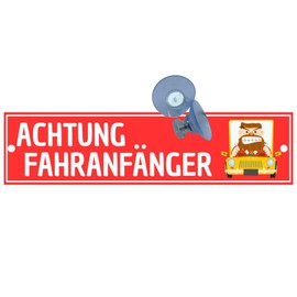 Olanmarp Car Funny Aluminium / Dipond Sign "Attention Drivers " with Suction Cups - Easy to Attach, UV Resistant & Reusable - Perfect for Car and Outdoor Use - Approx. 20 x 5 cm - Made in EU