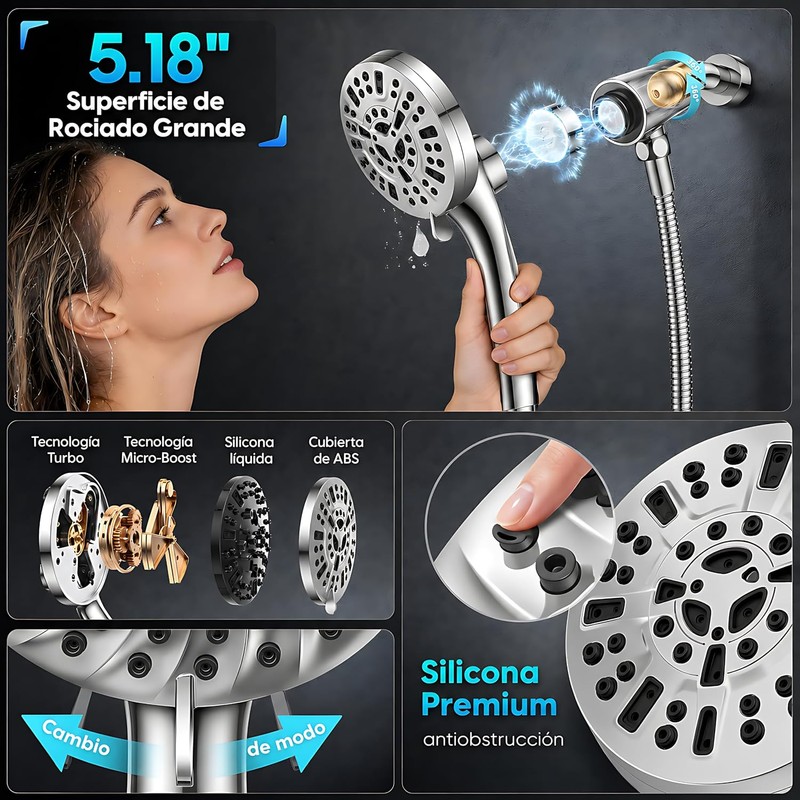 Regadera de Teléfono para Baño Magnética 5" HS-CX1 de Alta