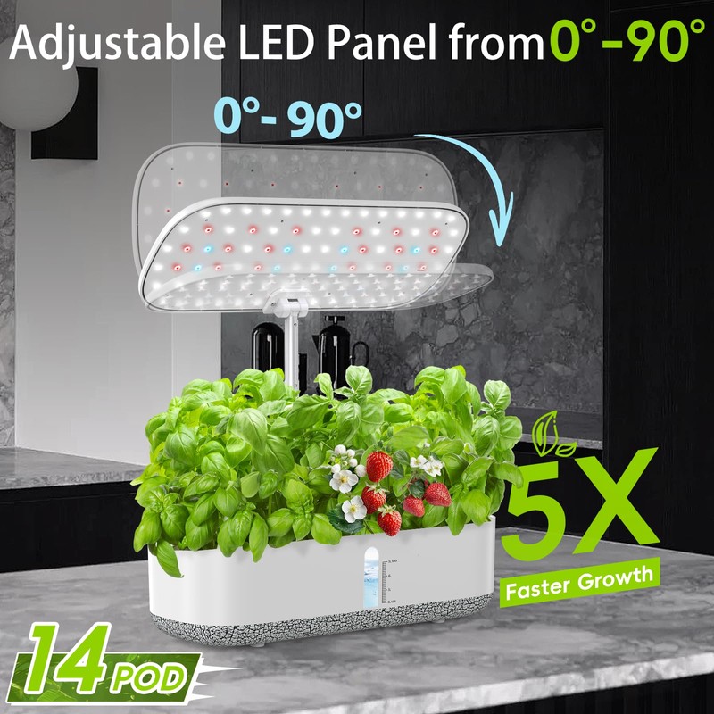 Large Hydroponics Growing System 14 Pods, Indoor Herb Garden with